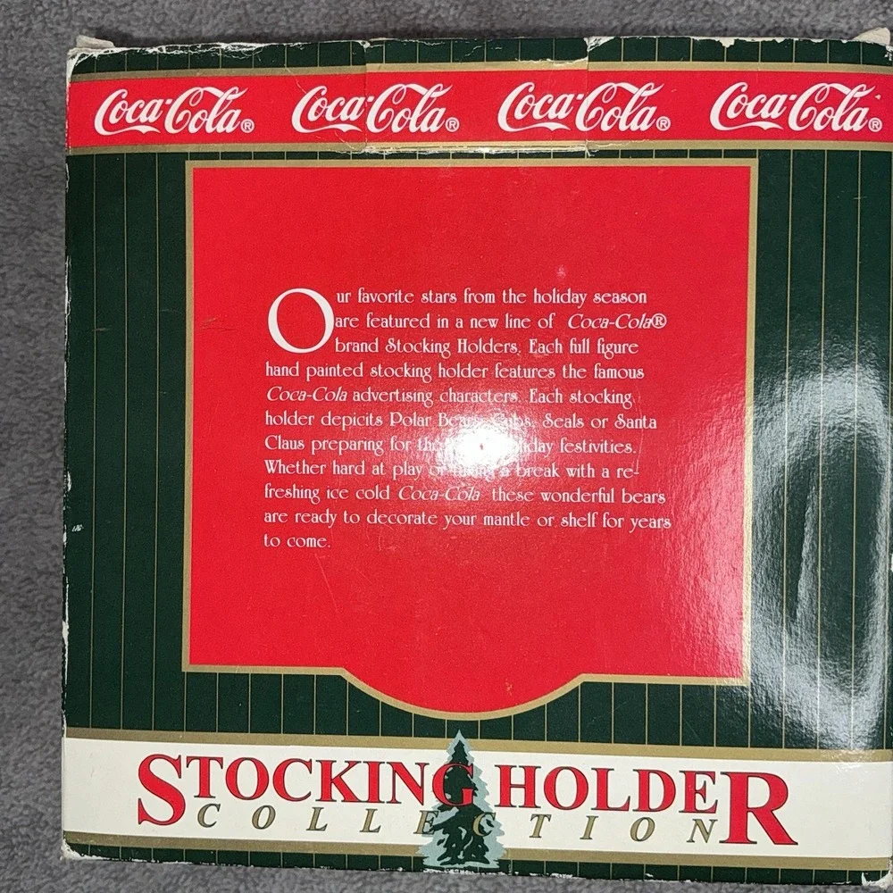 Vintage‎ Coca Cola Christmas Stocking Holder Polar Bear & Seal